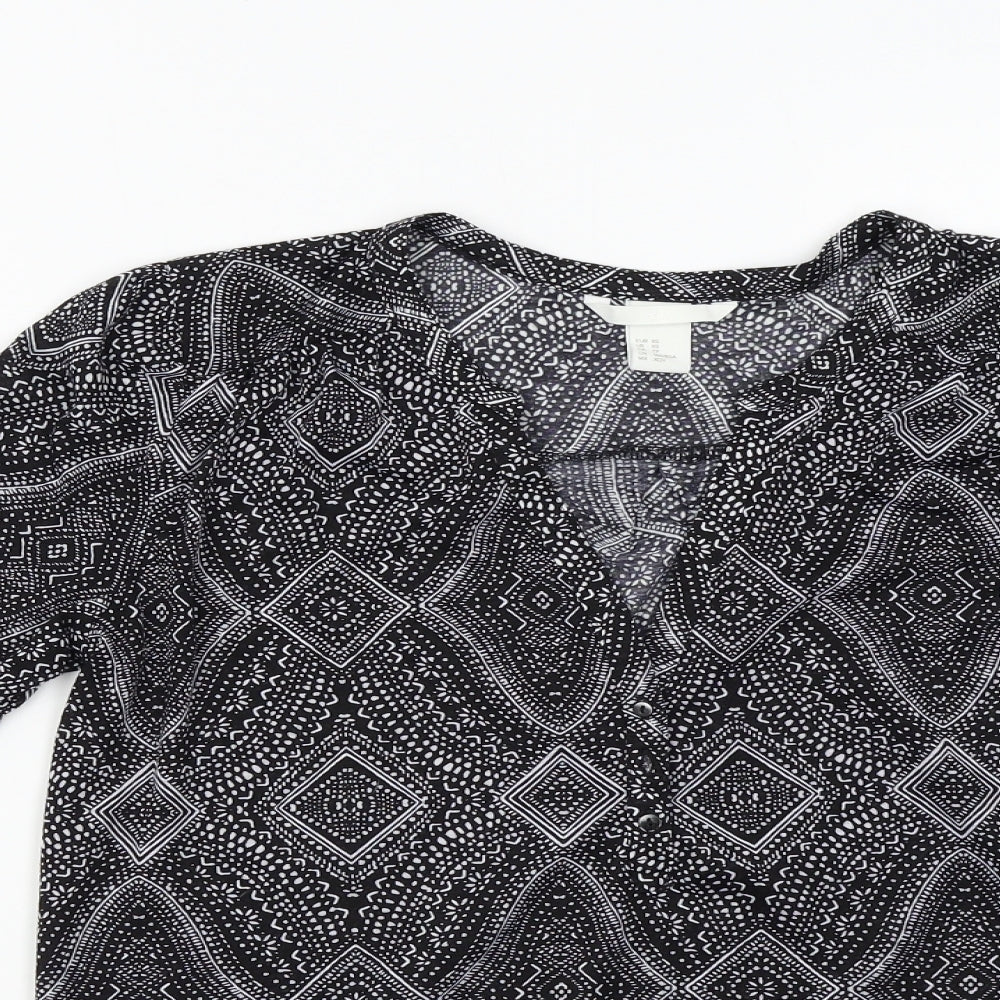 H&M Womens Black Geometric  Basic Blouse Size XS