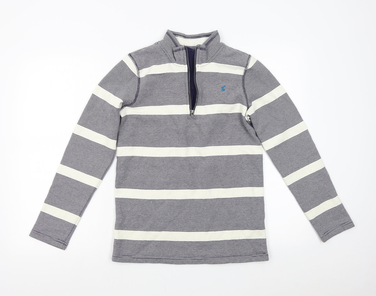 Joules Girls Blue Striped  Henley Sweatshirt Size 11-12 Years