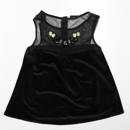 NEXT Womens Black  Velvet Basic Blouse Size 10