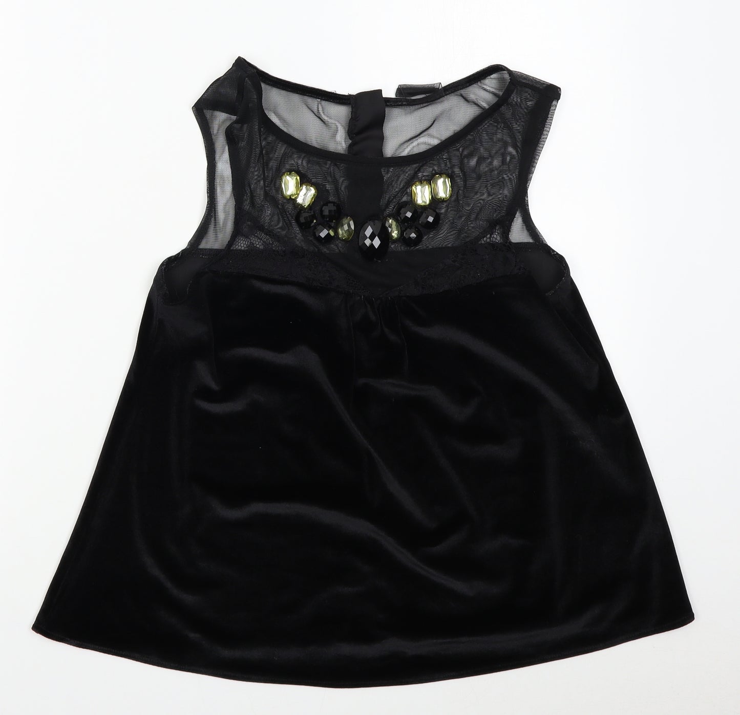NEXT Womens Black  Velvet Basic Blouse Size 10