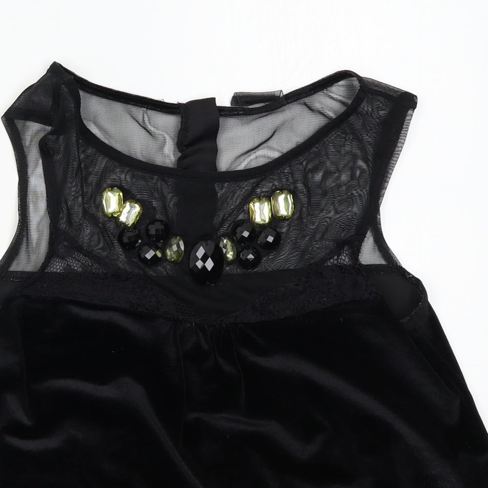 NEXT Womens Black  Velvet Basic Blouse Size 10