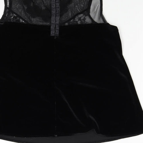 NEXT Womens Black  Velvet Basic Blouse Size 10