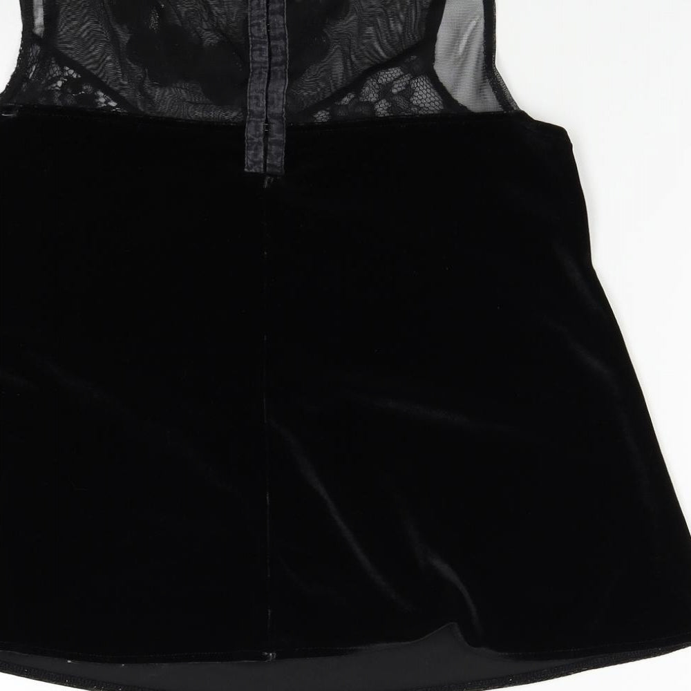 NEXT Womens Black  Velvet Basic Blouse Size 10