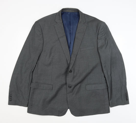 Front view of Dobell men’s grey jacket blazer, size 2XL
