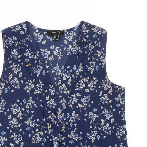 Atmosphere Womens Blue Floral  Basic Blouse Size 10