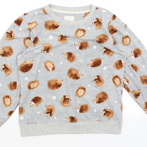 NEXT Womens Grey Solid  Top Pyjama Top Size M  - Hedgehogs