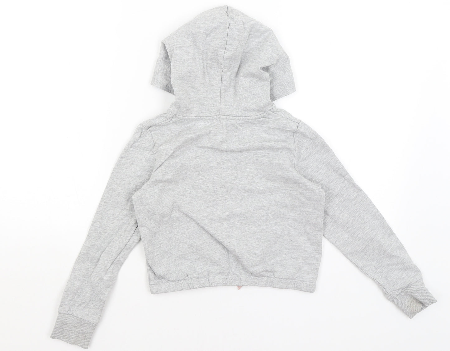 Lily & Dan Girls Grey   Pullover Hoodie Size 7-8 Years  - Happy