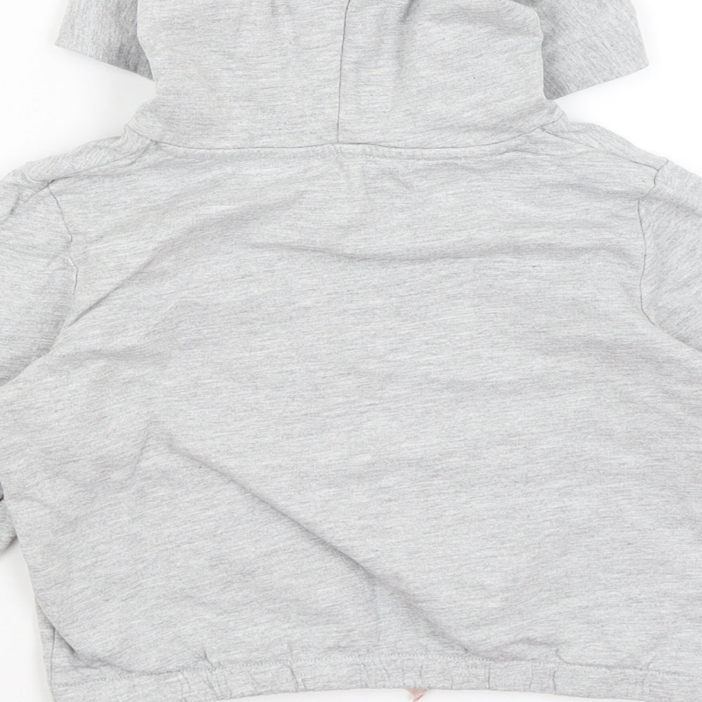 Lily & Dan Girls Grey   Pullover Hoodie Size 7-8 Years  - Happy