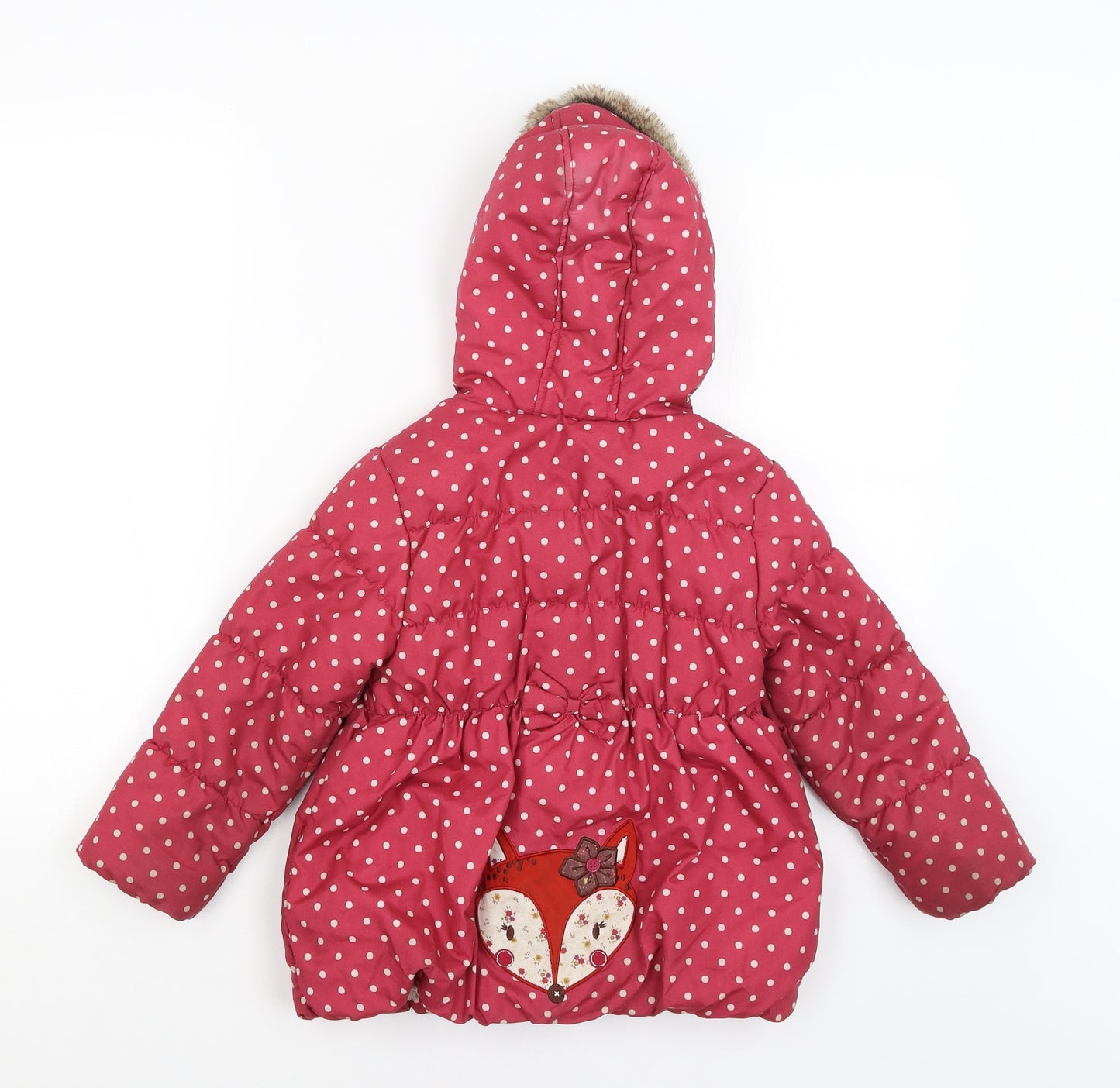 TU Girls Pink Spotted  Puffer Jacket Coat Size 4-5 Years