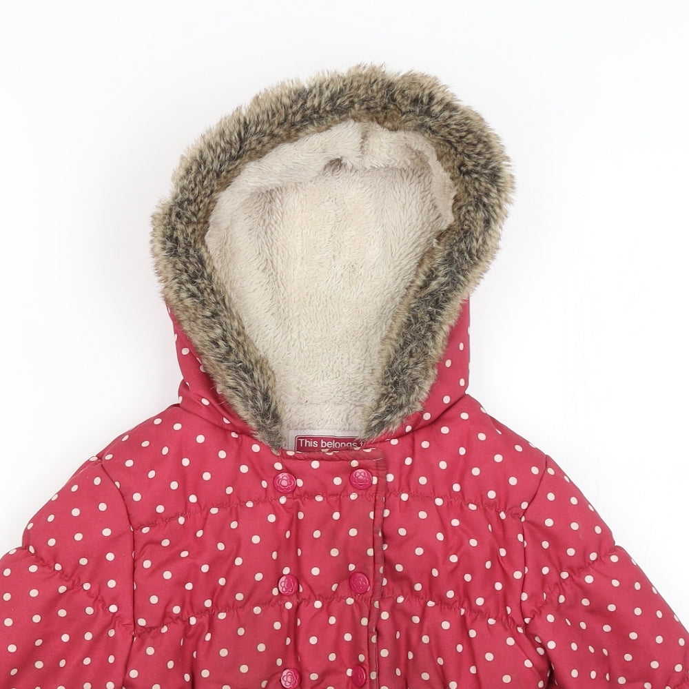 TU Girls Pink Spotted  Puffer Jacket Coat Size 4-5 Years