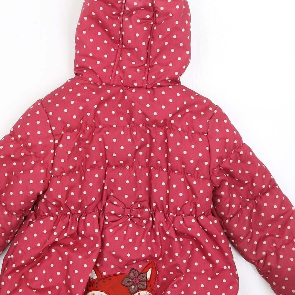 TU Girls Pink Spotted  Puffer Jacket Coat Size 4-5 Years