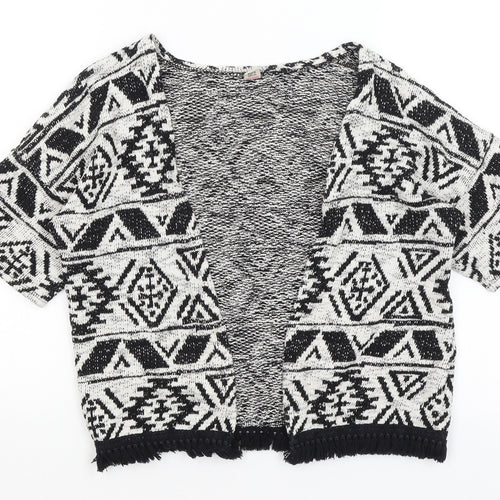 TU Girls White Geometric  Cardigan Jumper Size 8 Years
