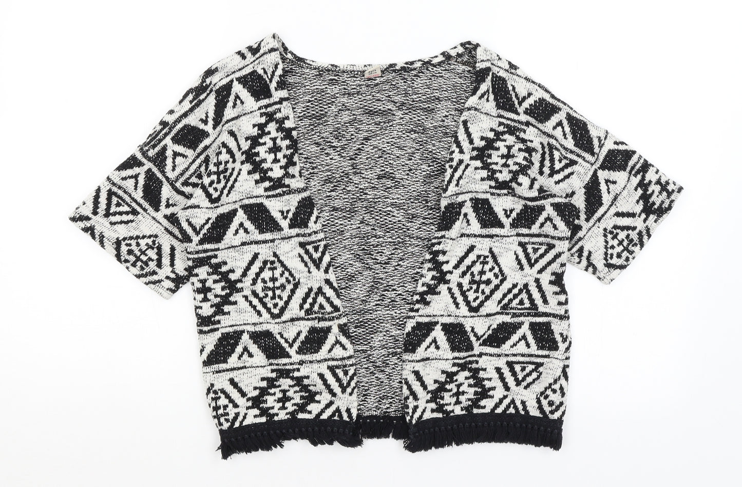 TU Girls White Geometric  Cardigan Jumper Size 8 Years