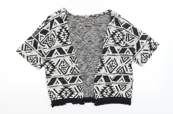 TU Girls White Geometric  Cardigan Jumper Size 8 Years