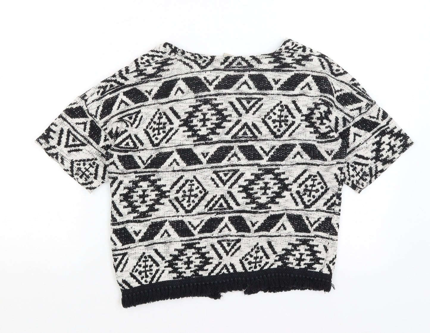 TU Girls White Geometric  Cardigan Jumper Size 8 Years