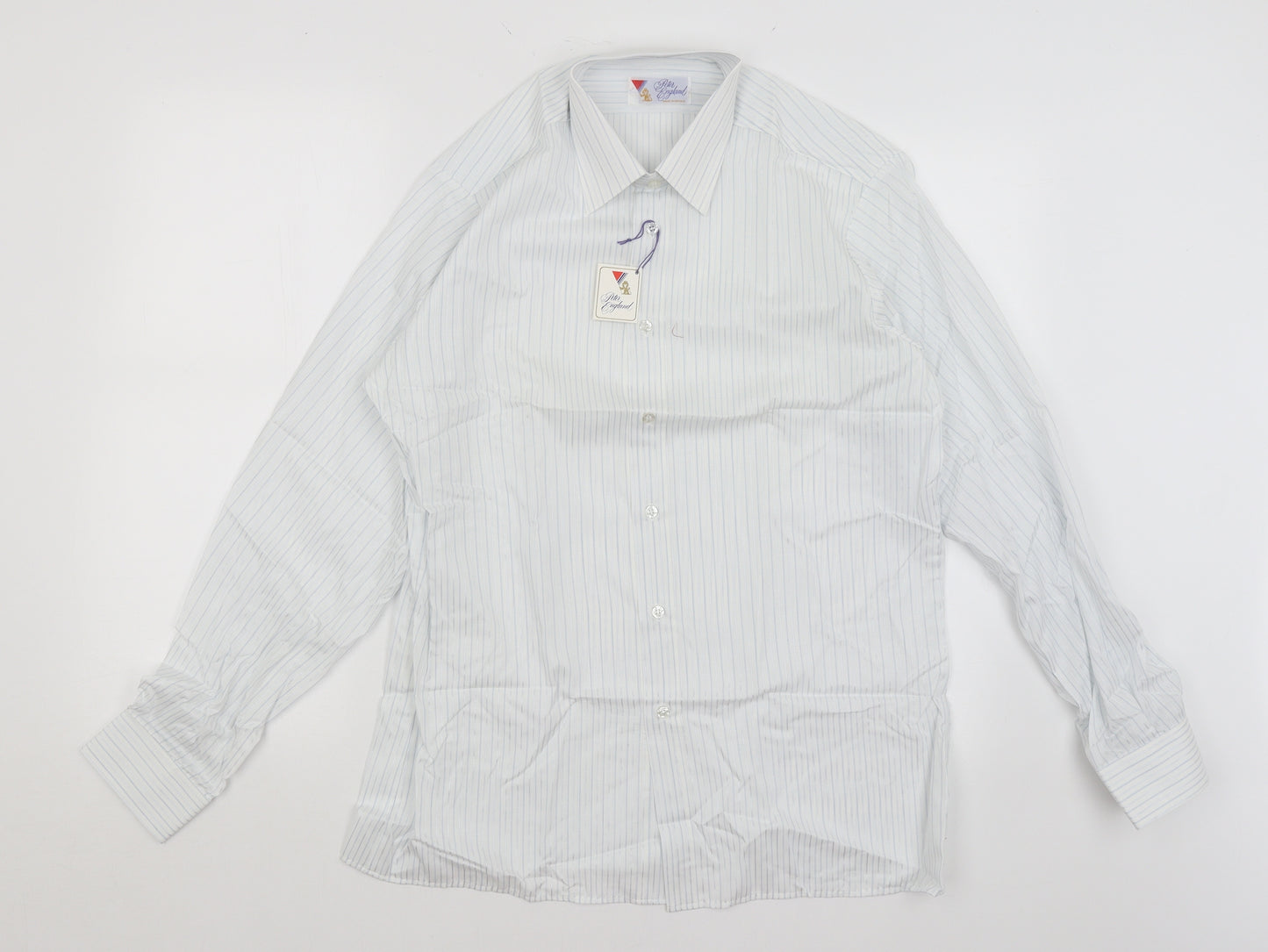 Peter England Mens White Striped   Dress Shirt Size 15.5