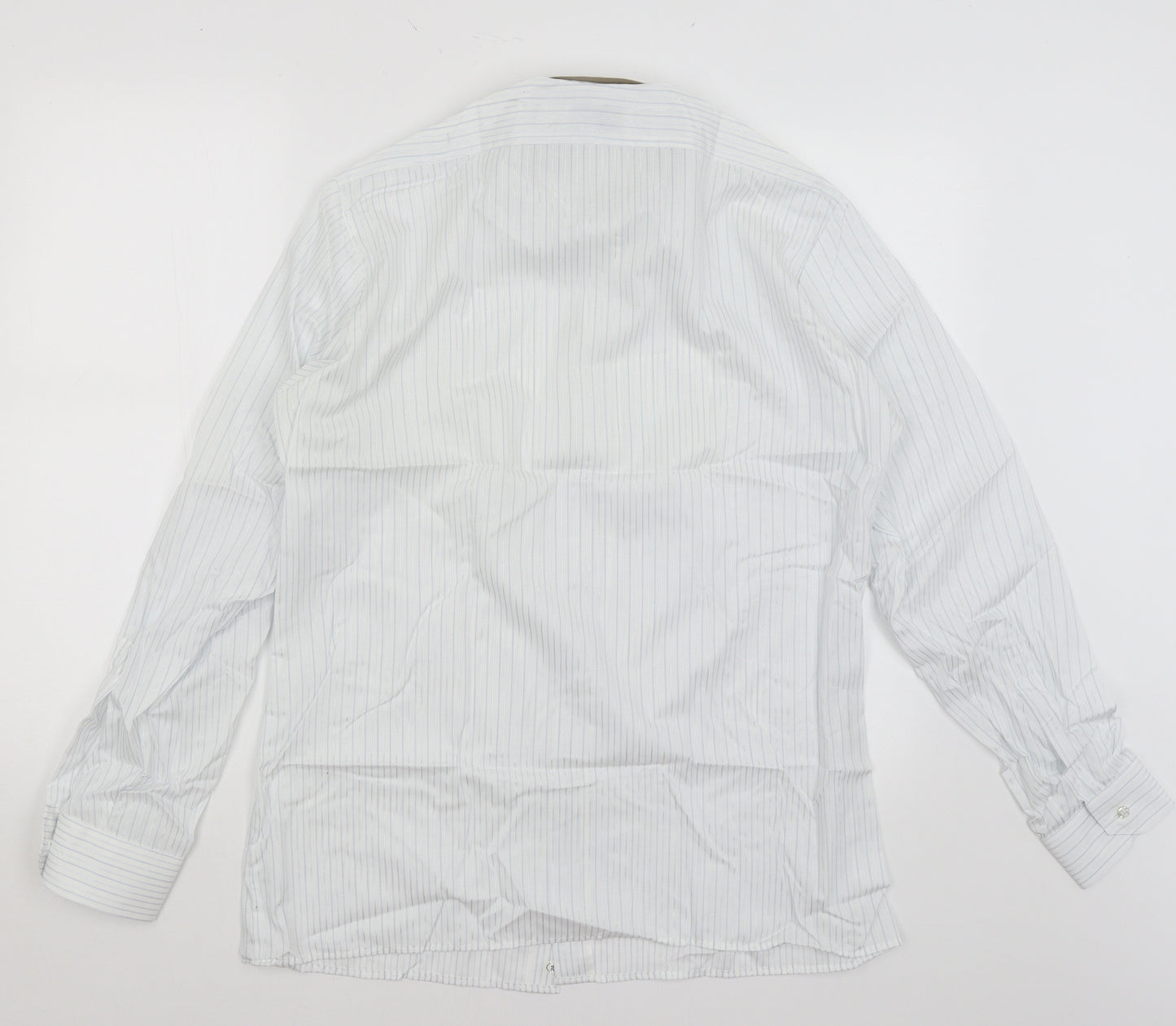 Peter England Mens White Striped   Dress Shirt Size 15.5