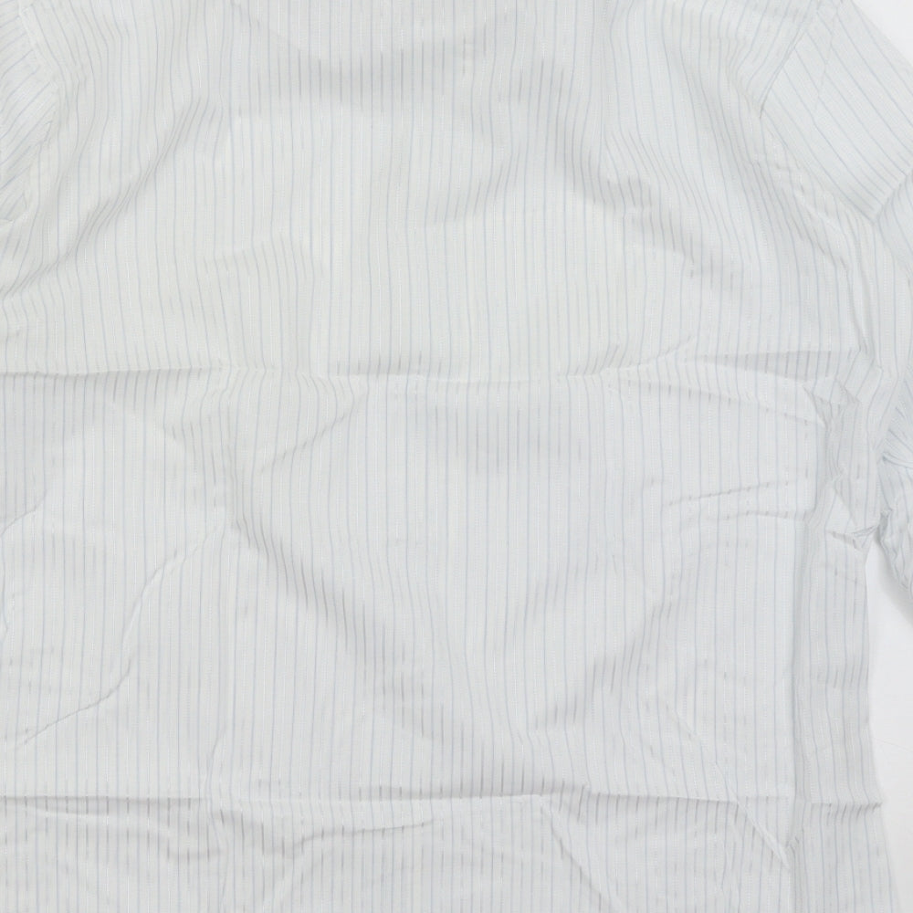 Peter England Mens White Striped   Dress Shirt Size 15.5