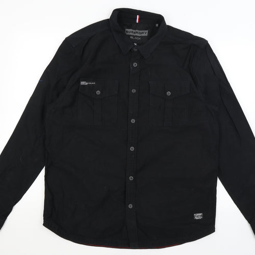 Superdry Mens Black    Button-Up Size 2XL