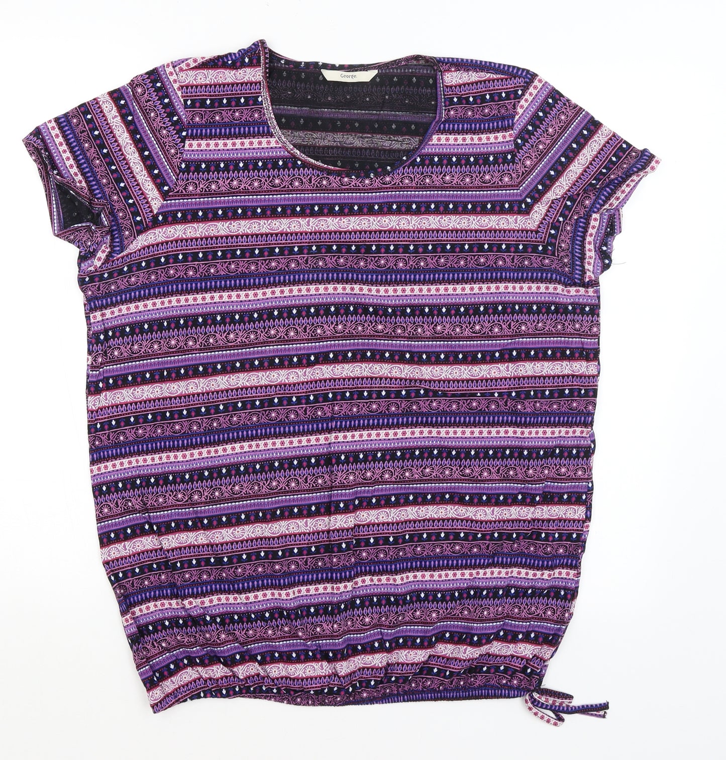 George Womens Purple Geometric  Basic T-Shirt Size 16