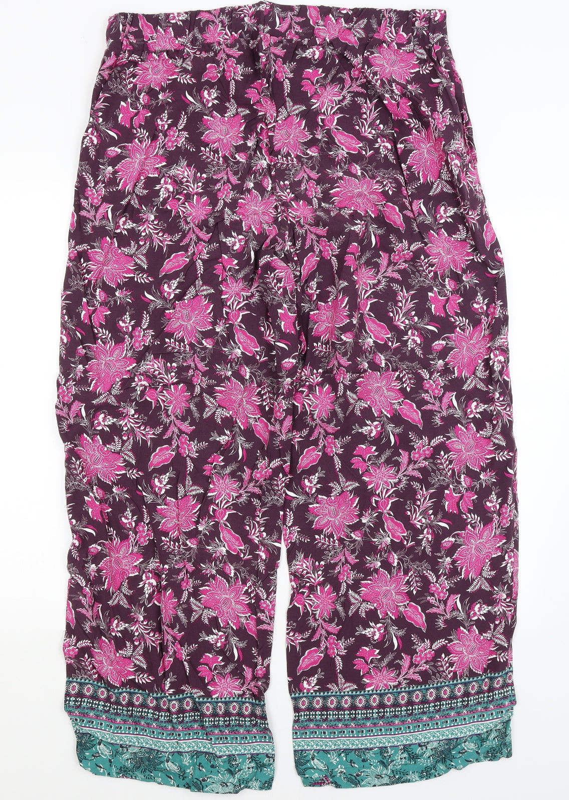 NEXT Womens Purple Floral  Harem Trousers Size 16 L28 in