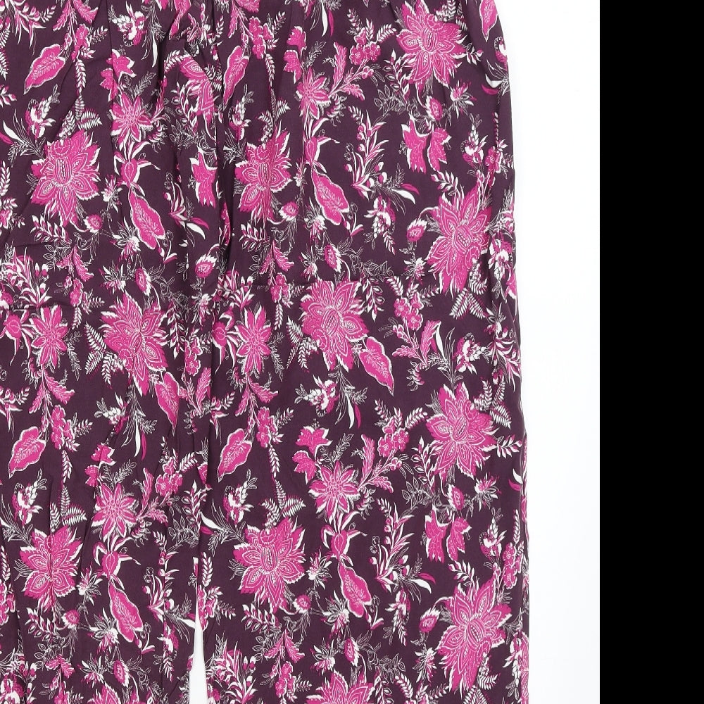 NEXT Womens Purple Floral  Harem Trousers Size 16 L28 in