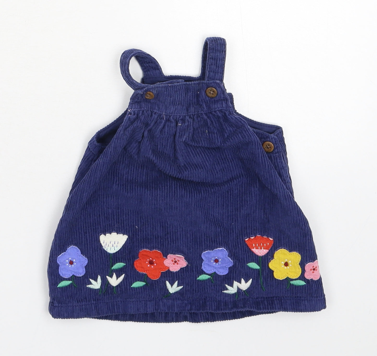 Marks and Spencer Girls Blue Floral Corduroy Pinafore/Dungaree Dress  Size 0-3 Months