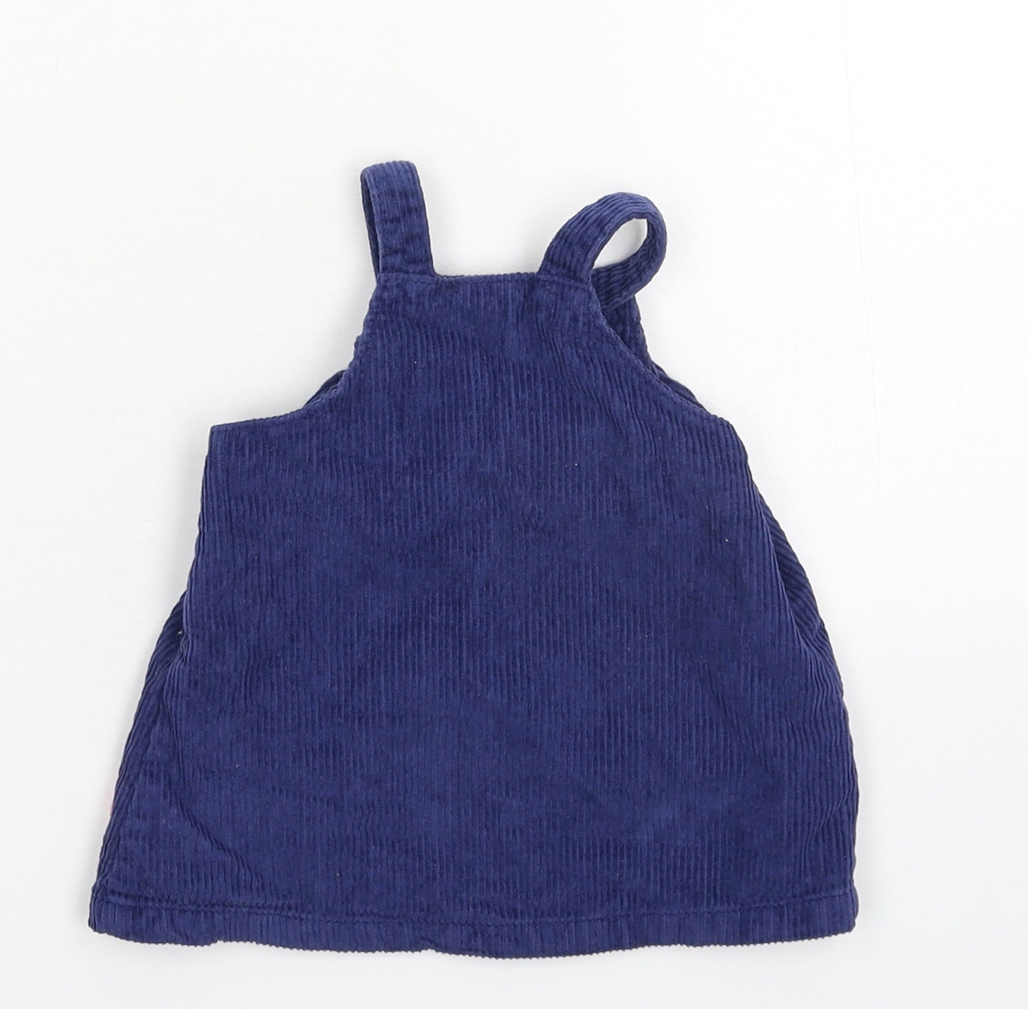 Marks and Spencer Girls Blue Floral Corduroy Pinafore/Dungaree Dress  Size 0-3 Months
