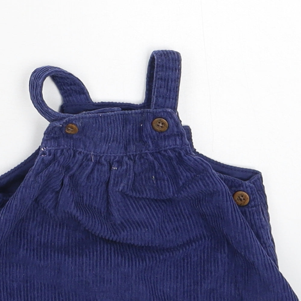 Marks and Spencer Girls Blue Floral Corduroy Pinafore/Dungaree Dress  Size 0-3 Months