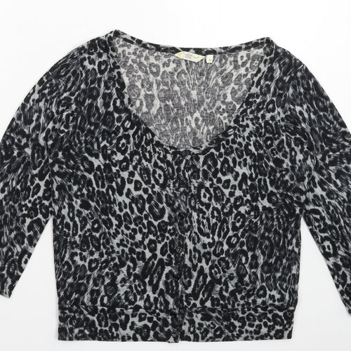 New Look Womens Grey Animal Print  Basic Button-Up Size 12