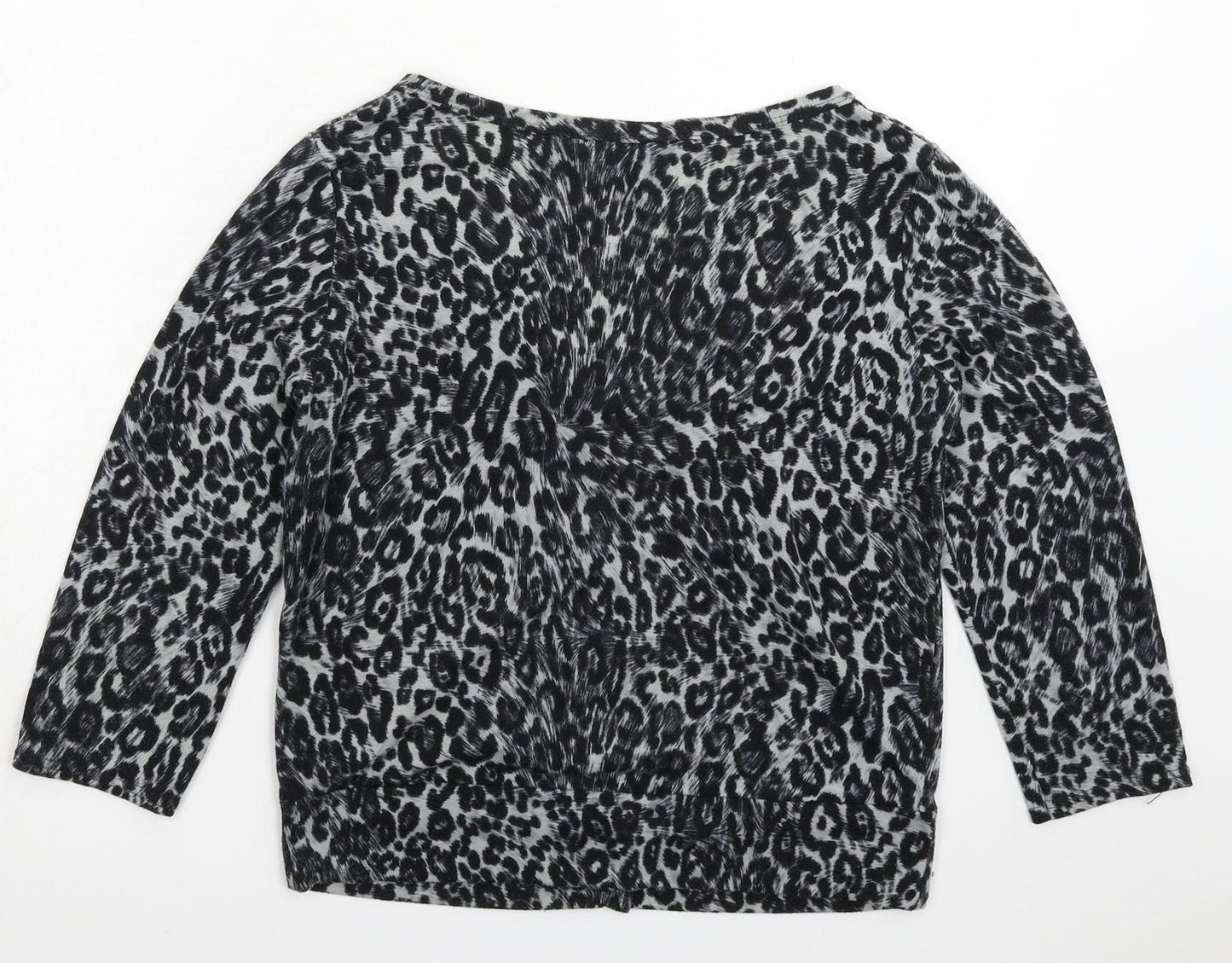 New Look Womens Grey Animal Print  Basic Button-Up Size 12