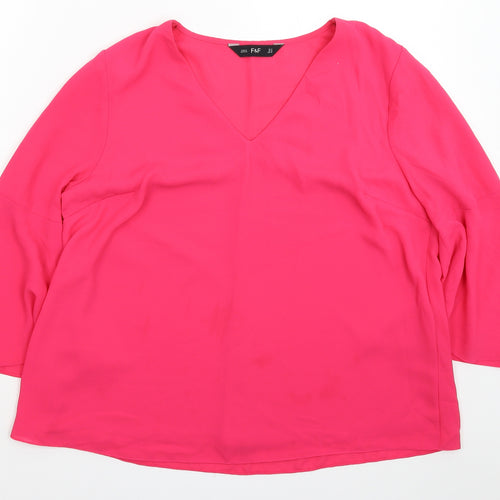 F&F Womens Pink  Satin Basic Blouse Size 14