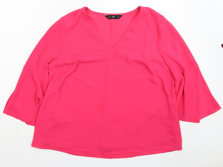 F&F Womens Pink Satin Basic Blouse Size 14