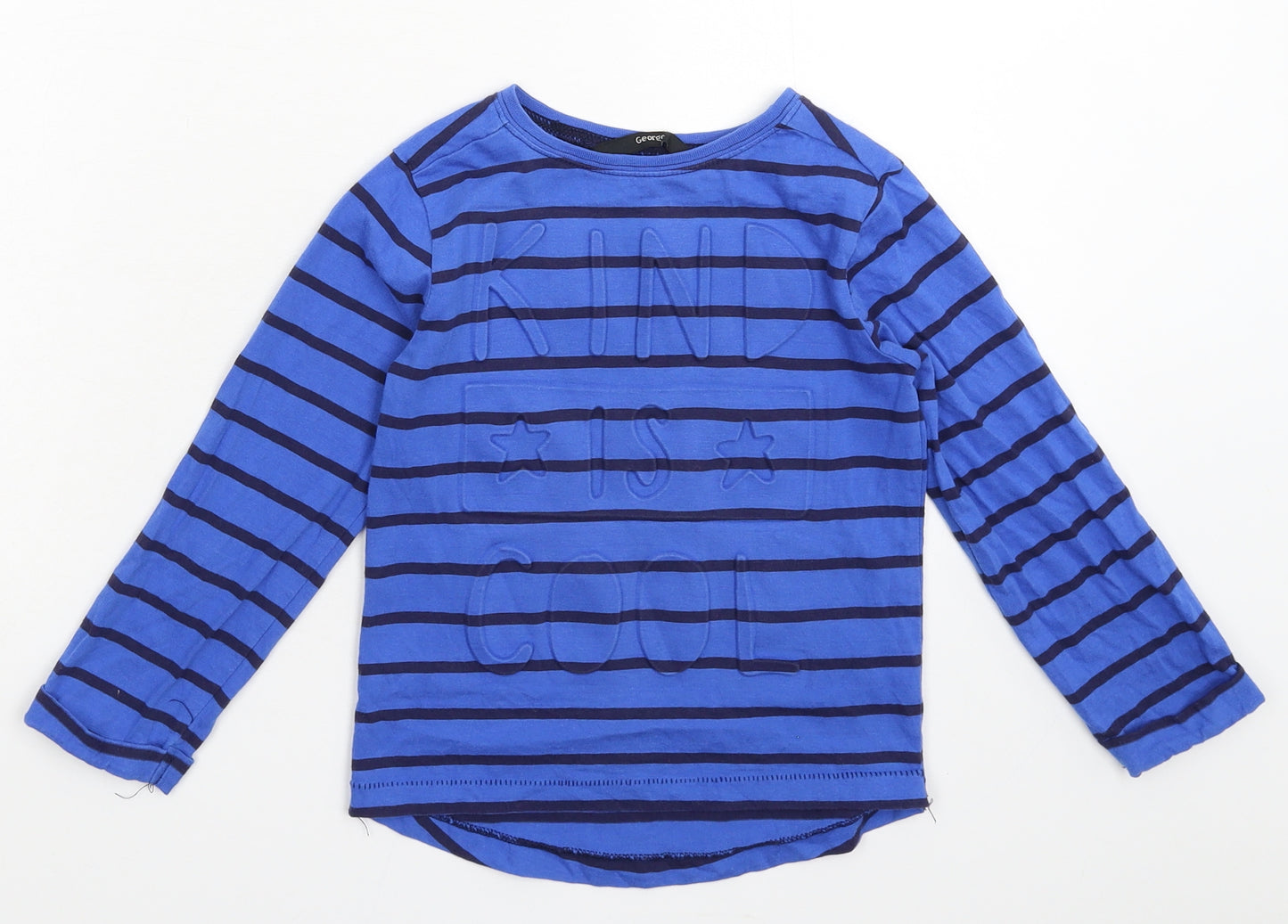 George Boys Blue Striped  Basic T-Shirt Size 3-4 Years