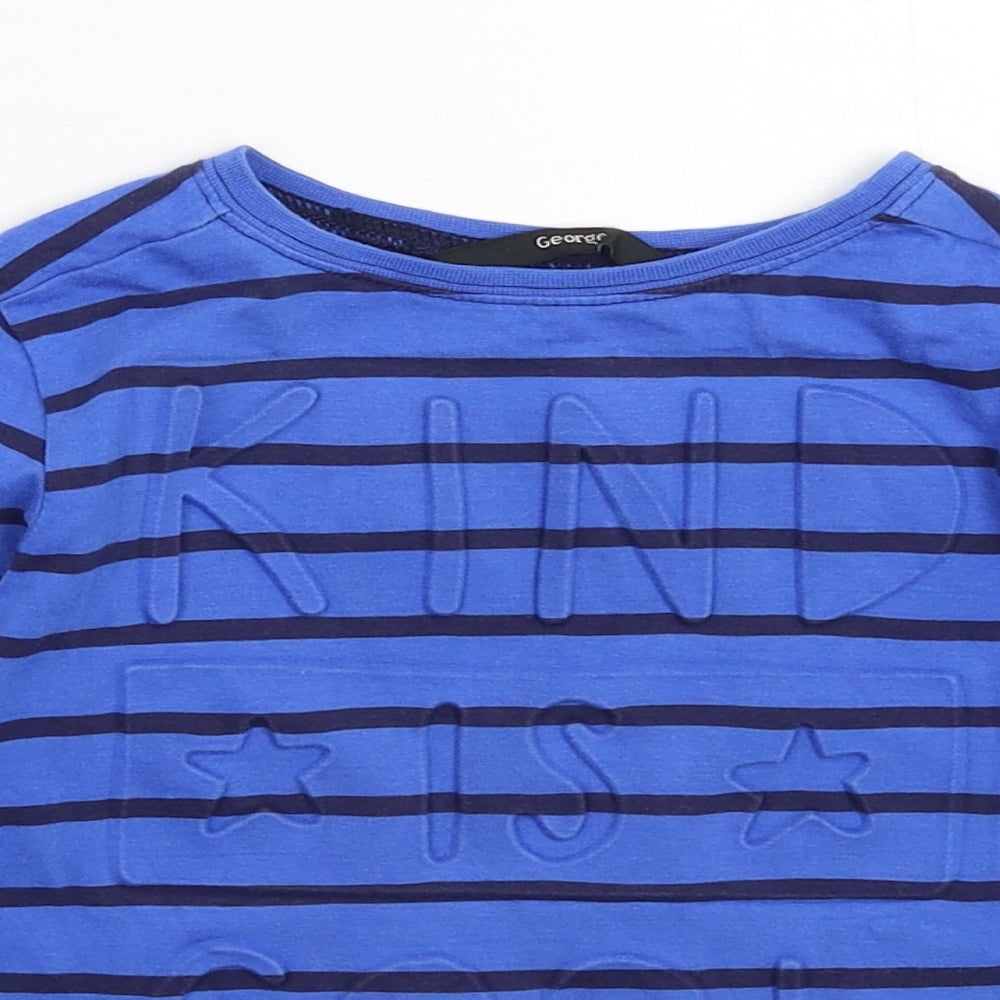 George Boys Blue Striped  Basic T-Shirt Size 3-4 Years