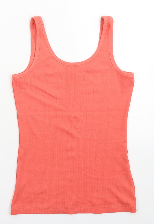 Front view of Next women’s pink basic tank, size UK 8