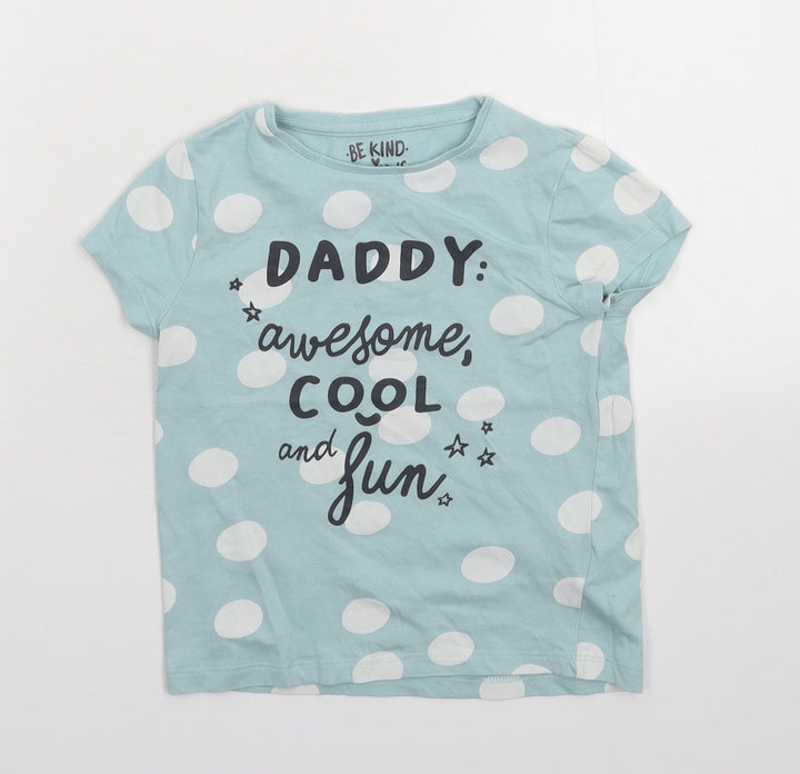 F&F Boys Blue Polka Dot Basic T-Shirt Size 4-5 Years