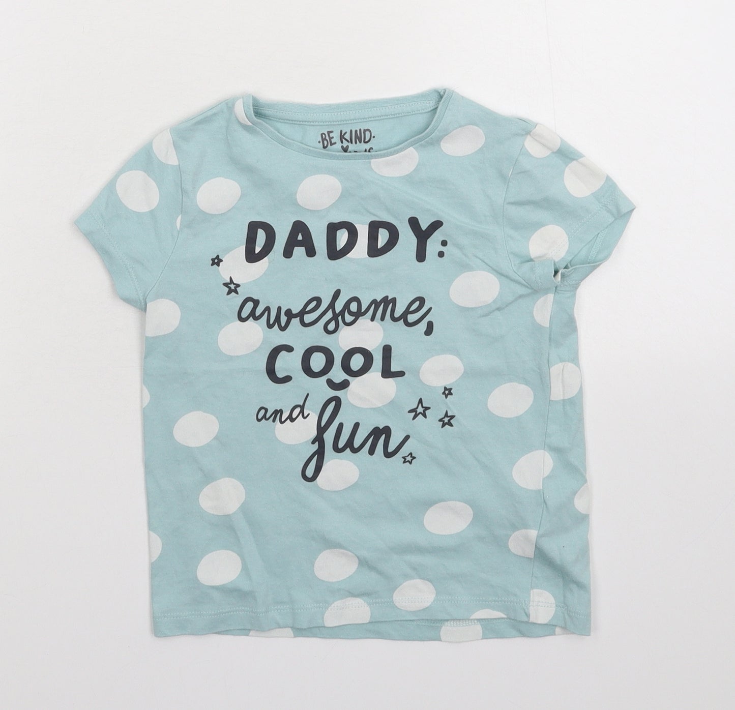 F&F Boys Blue Polka Dot  Basic T-Shirt Size 4-5 Years