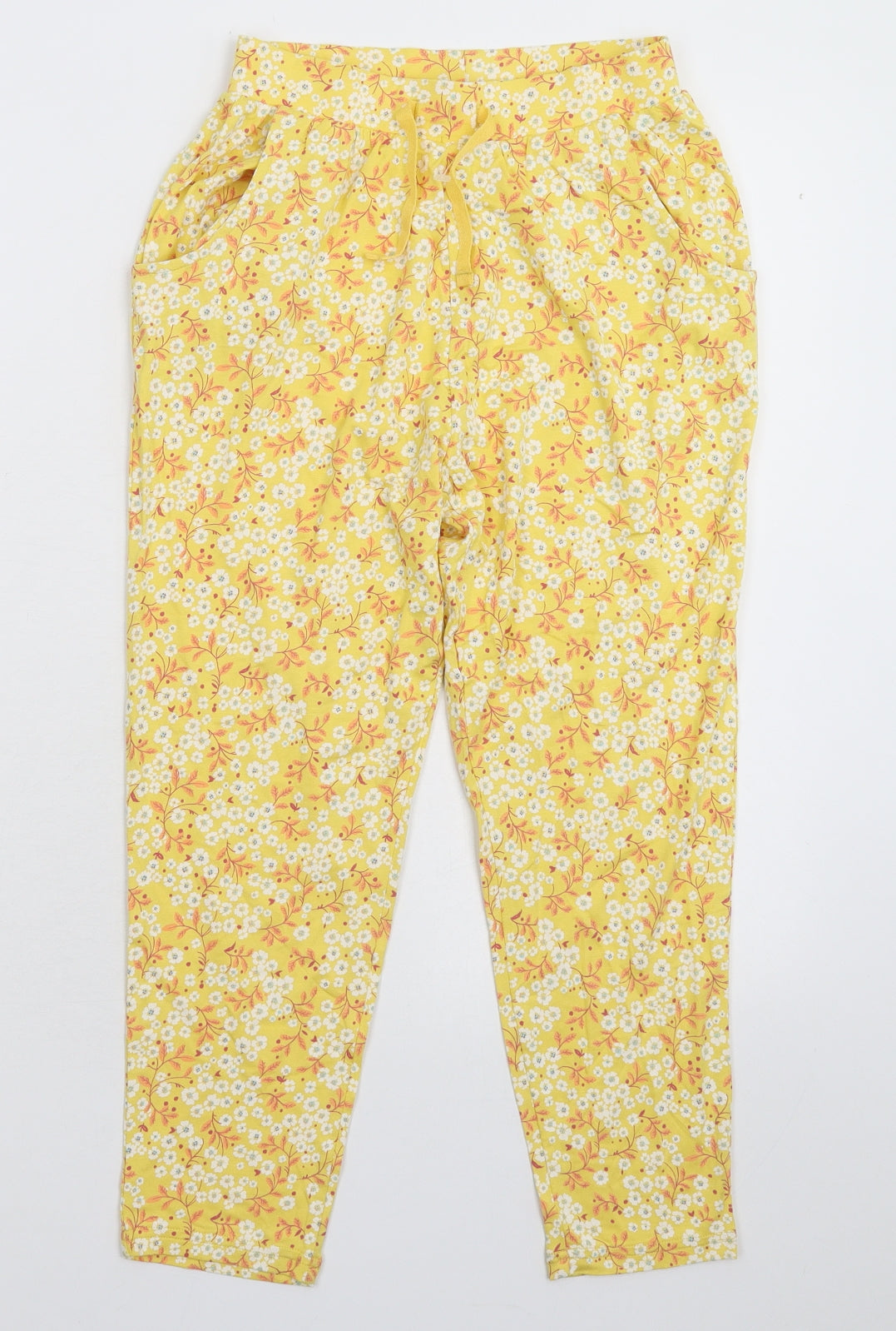 NEXT Girls Yellow Floral  Sweatpants Trousers Size 9 Months