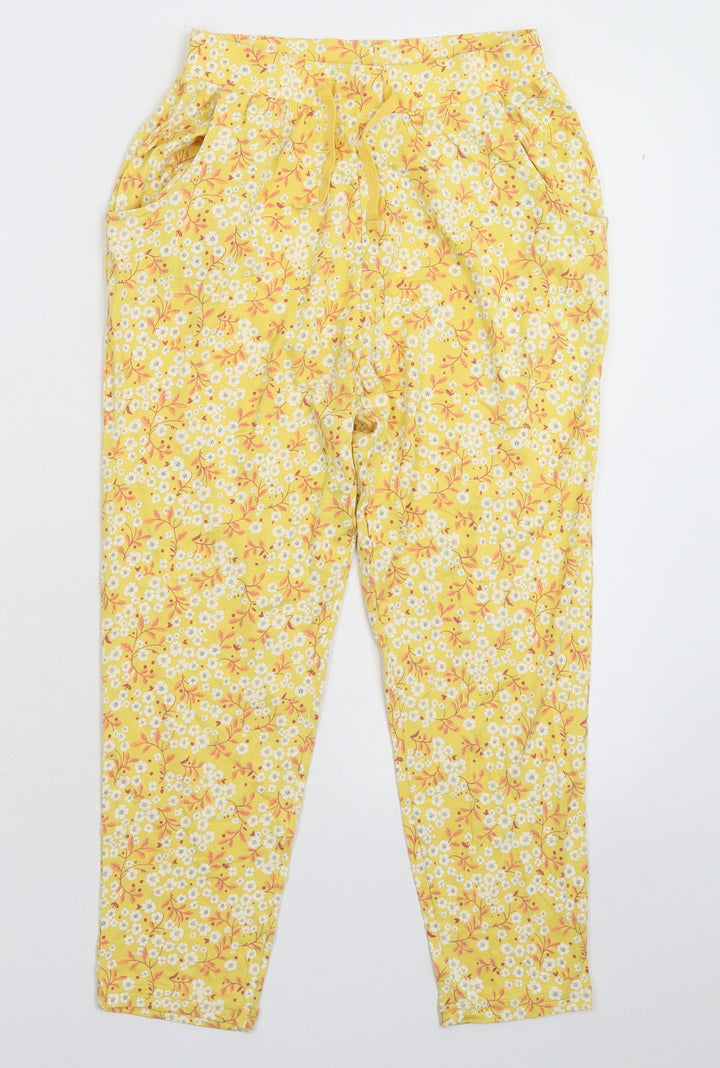 NEXT Girls Yellow Floral  Sweatpants Trousers Size 9 Months
