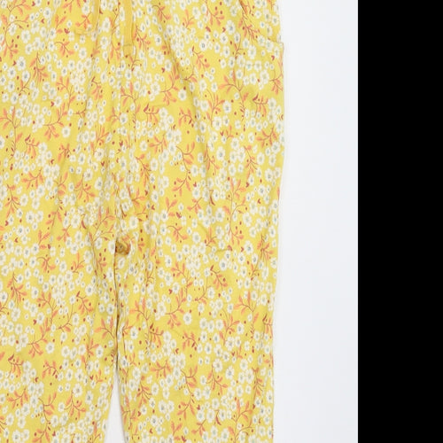 NEXT Girls Yellow Floral  Sweatpants Trousers Size 9 Months