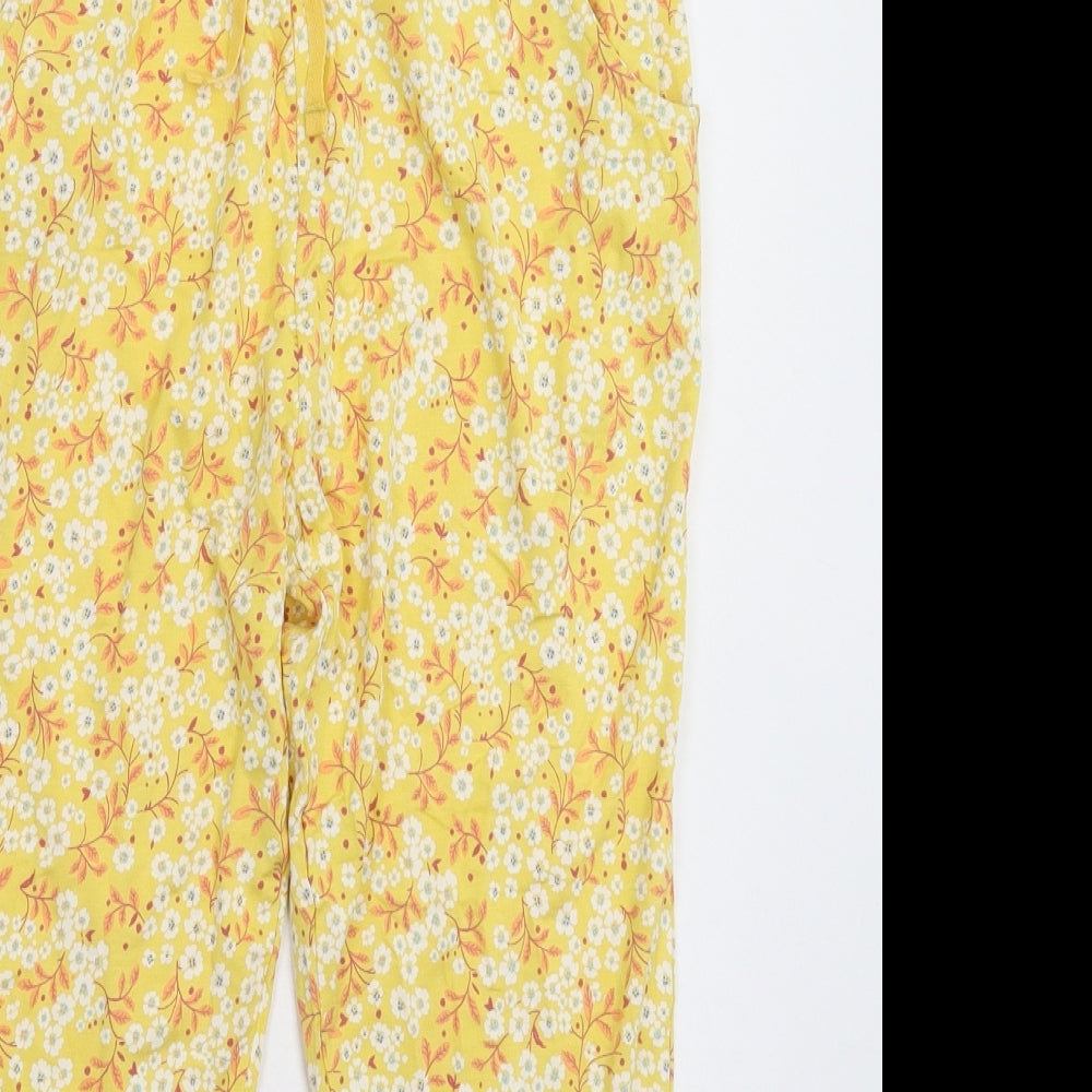 NEXT Girls Yellow Floral  Sweatpants Trousers Size 9 Months