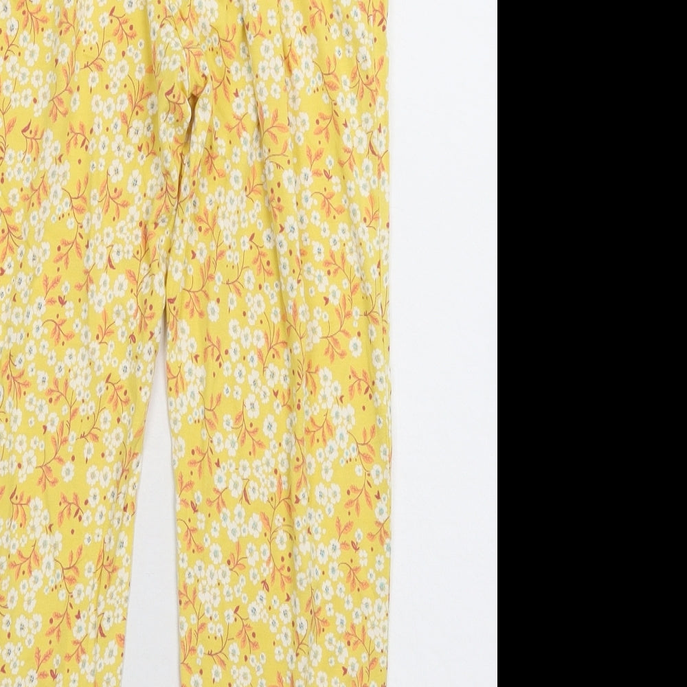 NEXT Girls Yellow Floral  Sweatpants Trousers Size 9 Months