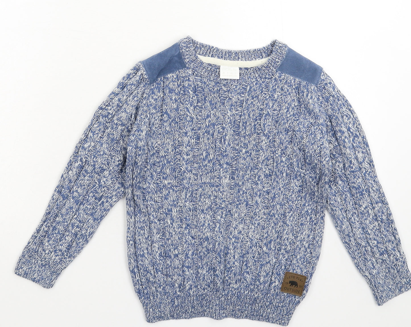F&F Boys Blue  Knit Pullover Jumper Size 5-6 Years