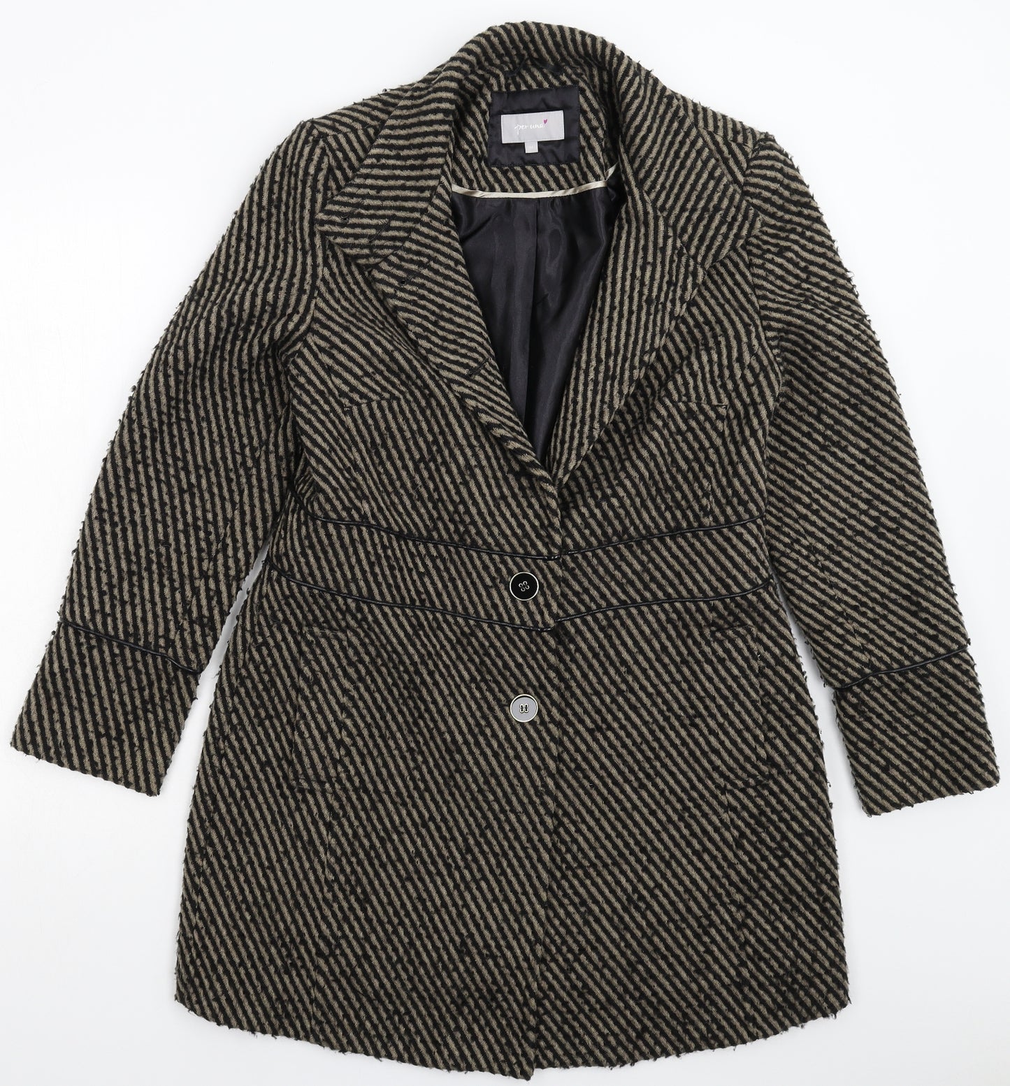 Per Una Womens Grey Striped  Pea Coat Coat Size 14