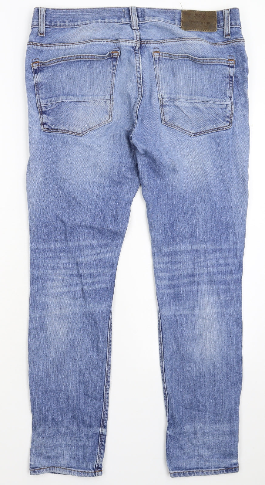 River Island Mens Blue  Denim Straight Jeans Size 36 L32 in