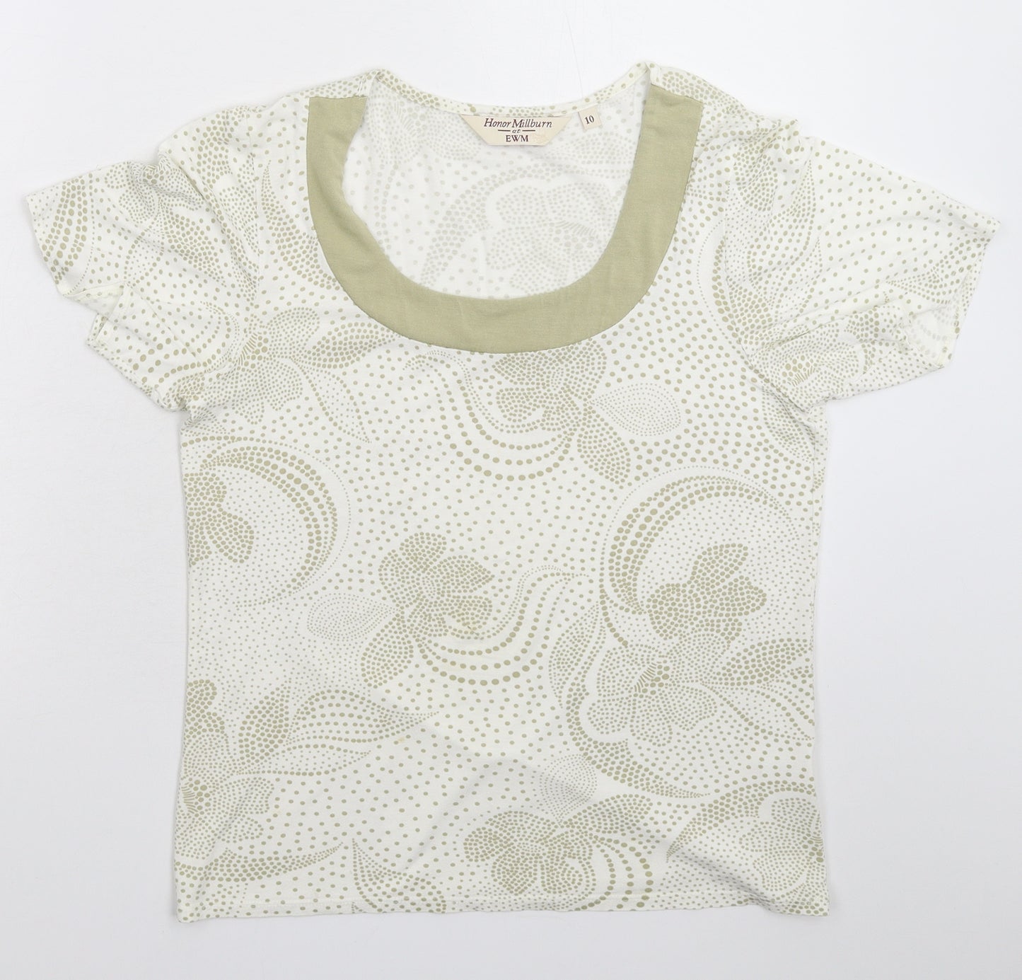 EWM Womens White Polka Dot  Basic T-Shirt Size 10