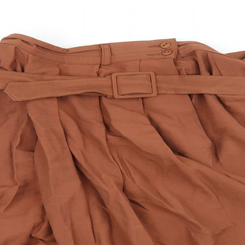 Preworn Womens Brown   Paperbag Shorts Size 16
