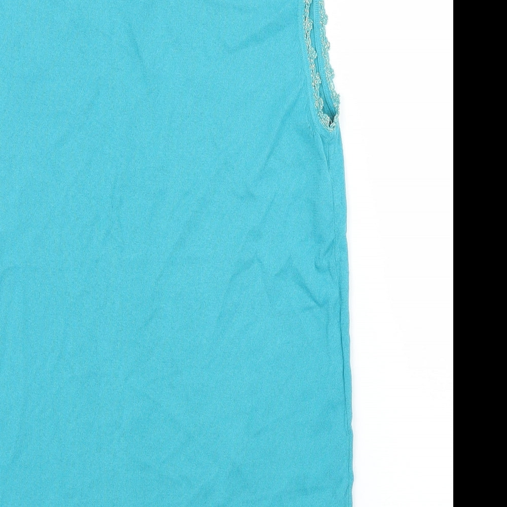 Cordelia Womens Blue Floral  Basic Blouse Size 14