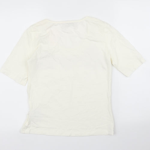Hammer Womens Ivory Floral  Basic T-Shirt Size S